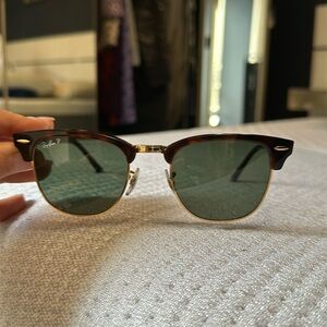 Ray-Ban Sunglasses RB3016 CLUBMASTER 990/58 Havana Tortoise Gold Green Polarized